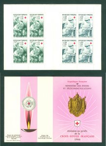 France. 1966 Booklet MNH Red Cross. Nurses.  2 x 4 Block Semi-Postal