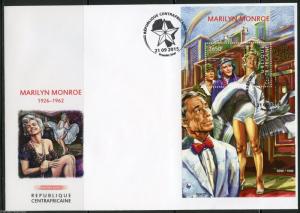 CENTRAL AFRICA  2015 MARILYN MONROE JACK LEMON & TONY CURTIS S/S FIRST DAY COVER