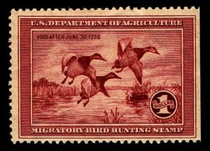 US.# RW2 FEDERAL WATERFOWL STAMPS of 1935 - OGNH - F/VF - CV$575.00 (ESP#0977)