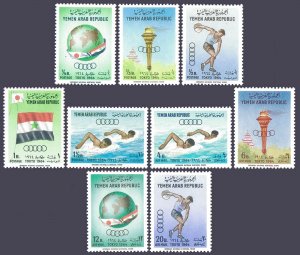 Yemen AR 196-196H,196I,MNH.Mi 359-367, Bl.27. Olympics Tokyo-1964, Torch, Discus