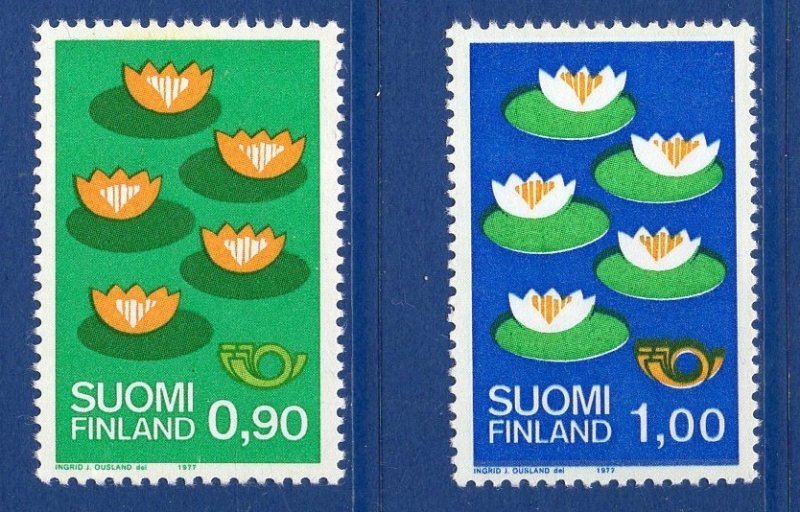 Finland   #593-594  MNH 1977  Nordic issue   five water  lillies