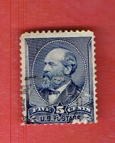 US SCOTT#216 1888 5c JAMES GARFIELD - USED