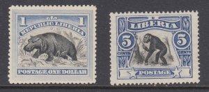 Liberia 47a, 103 MNH. Fresh, VF singles,