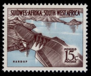 SOUTH WEST AFRICA QEII SG B215, 15c chocolate & light blue, LH MINT. Cat £35.