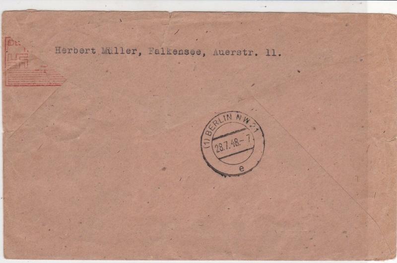 Germany 1948 British + American Zone Registered Overprint Stamps Cover Ref 24285