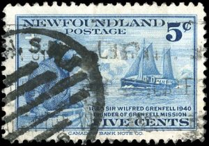 Newfoundland Scott 252 VF Used 1941 5¢ Sir Wilfred Grenfell