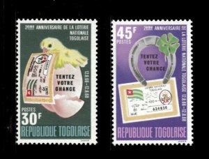 Togo 1968 - National Lottery, Luck - Set of 2v - Scott 654-55 - MNH