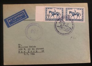 1977 Vienna Austria First day Airmail Cover FDC To New York USA Sc. #B207 Horse