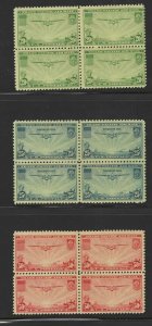 BLOCKS 0F 1935 TRANSPACIFIC CLIPPER AIR MAIL SET (C20-C22) MH $80