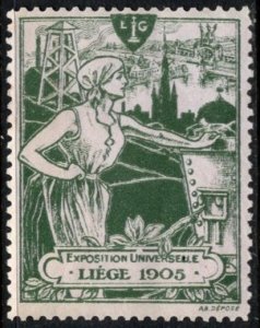 1905 Belgium Poster Stamp Liege Universal Exhibition Unused