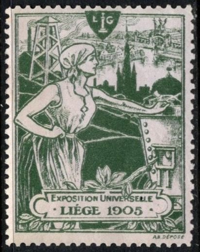 1905 Belgium Poster Stamp Liege Universal Exhibition Unused