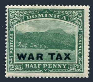 Dominica MR3, hinged. Michel 53. War Tax 1918. Roseau, Capital of Dominica.