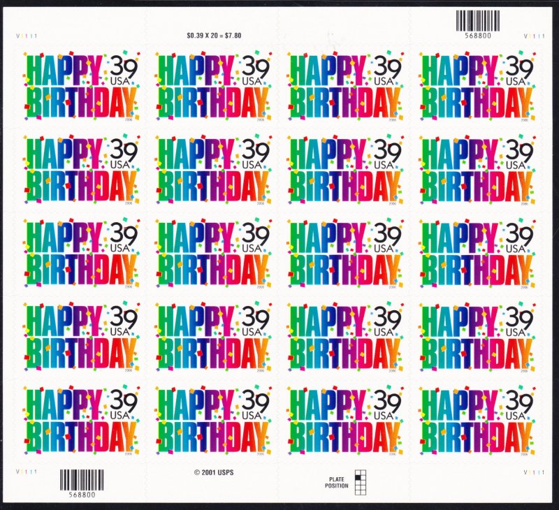 4079 Sheet of 20, MNH, XF
