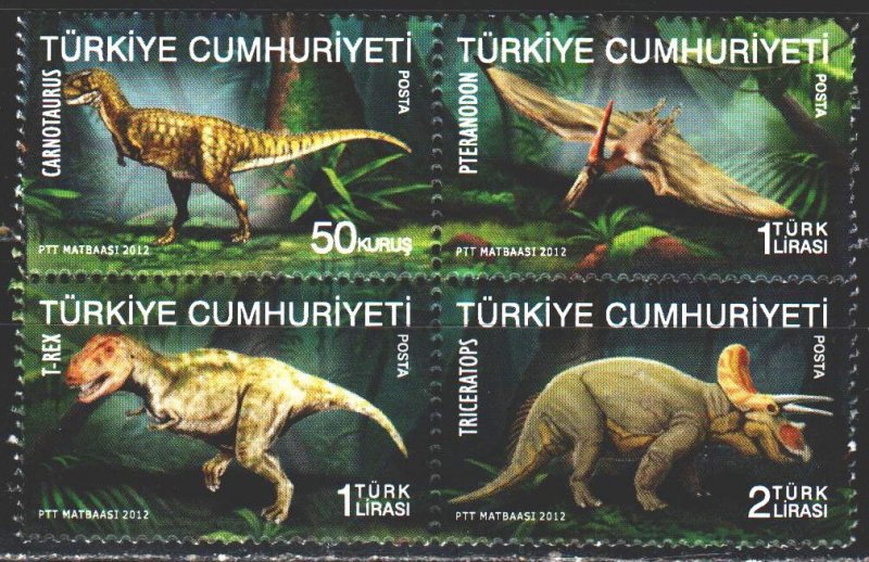 Turkey. 2012. 3966-69. Dinosaurs. MNH.