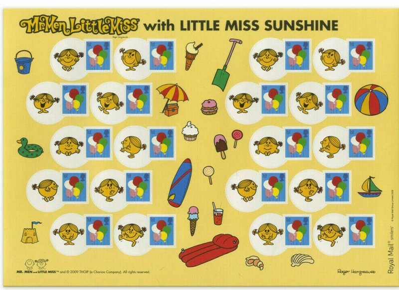 LS62 GB 2009 Little Miss Sunshine - Mr Men Smiler sheet UNMOUNTED MINT