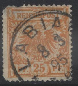 GERMANY. -Scott 50 - Definitives -1889 -Used - Orange -Single 25pf Stamp1