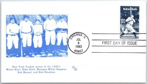 U.S. EVENT COVER NEW YORK YANKEES GREATS OF THE 1920s CACHET W/ BABE RUTH HM