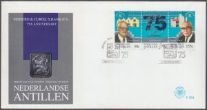 NETHERLANDS ANTILLES # 662-4 FDC SET of 75th ANN of MADURO & CURIEL BANK