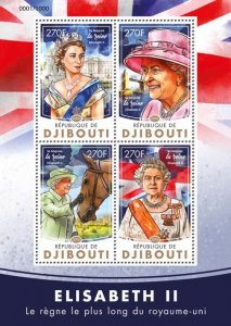 DJIBUTI - 2016 - Queen Elizabeth II - Perf 4v Sheet - Mint Never Hinged