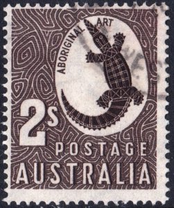 Australia SC#212 2s Aboriginal Art: Johnston's Crocodile Single (1948) Used