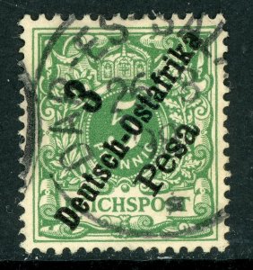 East Africa 1896 Germany 3 Pesa/5pfg Green  Sc #7 VFU R150