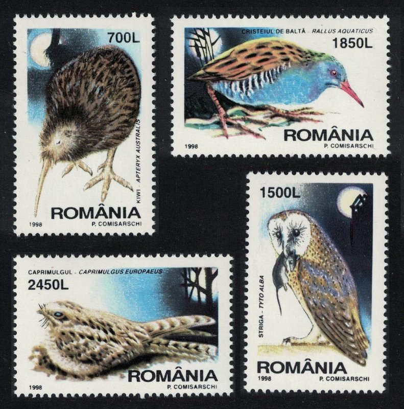 Romania Owl Kiwi Nightjar Rail Nocturnal Birds 4v 1998 MNH SG#5950-5953