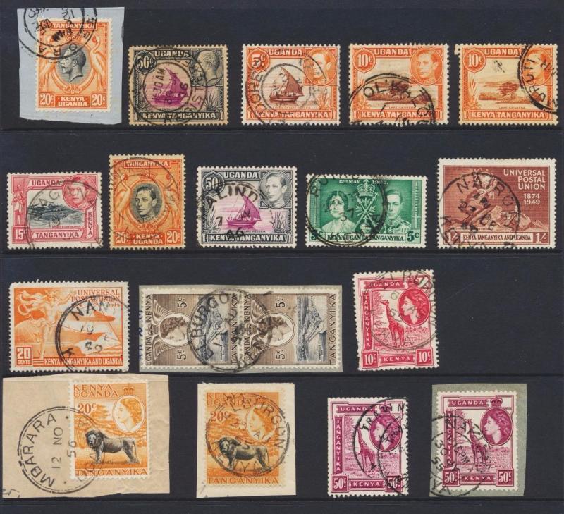 KUT BRITISH 1936+ POST MARKS GROUP (18)- ABORA, ELDORE,OLKALO, ,URUTI ETC