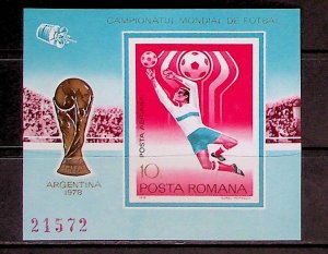 ROMANIA Sc C222(NOTE) NH IMPERF SOUVENIR SHEET OF 1978 - SOCCER WORLD CUP