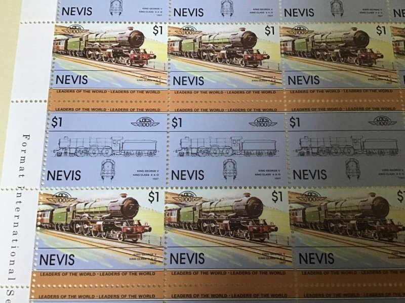 Nevis king George V Class  Locomotive Railway Train MNH full  stamps sheet 49592