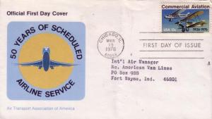 U.S. FDC Sc.# 50 yrs of Airline Service ATA Cachet L222