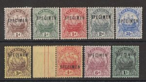 BERMUDA 1910 Ship set ¼ to 1/- SPECIMEN.