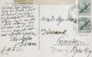 ISRAEL GERMAN LEVANT POSTCARD CANCELLATION JERUSALEM