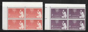 Australia Scott 306-07 MNHOG Blocks of 4 - 1957 Christmas Issue