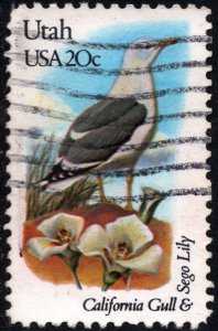SC#1996 20¢ State Birds & Flowers: Utah; Perf 10½ x 11¼ (1982) Used