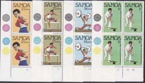 SAMOA 1982 Commonwealth Games set plate blocks of 4 MNH............69069
