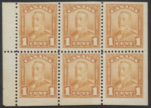 Canada #149a 1c George V Scroll Issue Booklet Pane Mint OG Fine NH Pencil Note