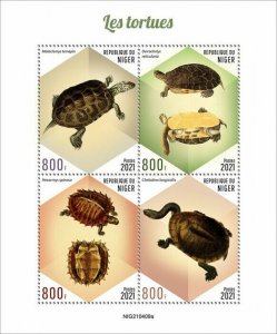 Niger 2021 MNH Turtles Stamps Spiny Turtle Diamondback Terrapin Reptiles 4v M/S