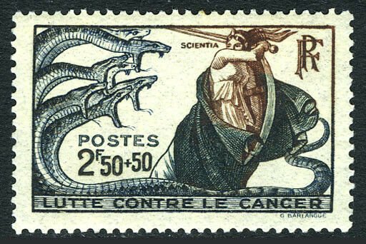 France B110, MNH. Control of cancer. Science fighting cancer. Snakes, 1941