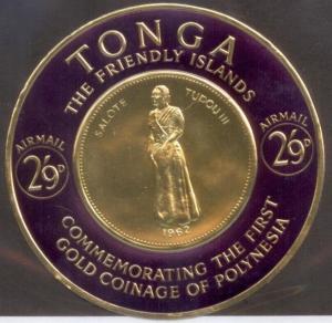 Tonga 1963 2.9 First Gold Coinage of Polynesia  SC# C6 Mint