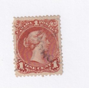 CANADA # 22a VF-1ct LARGE QUEEN WATERMARKED BOTHWELL PAPER EXTRA LIGHT USED