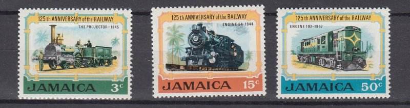 J39546 JL stamps, 1970 jamaica set mh #324-6 train railroad