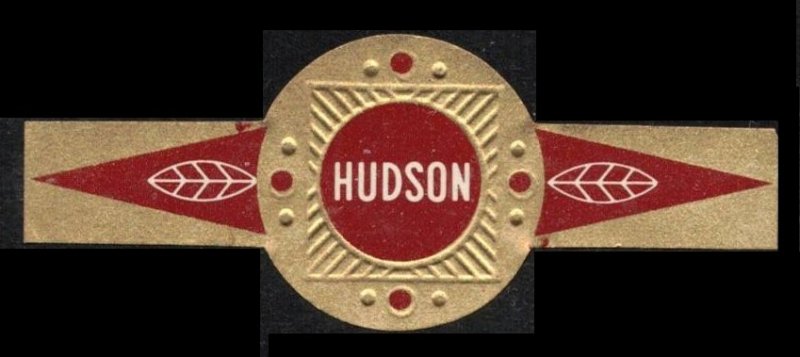 HUDSON CIGARS VERY SCARCE LARGE VINTAGE CIGAR BAND UNUSED TOBACCO CINDERELLA