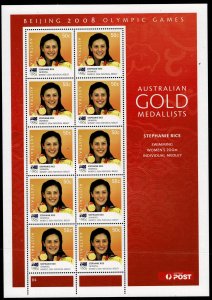 Australia 2008 Olympic Games Gold Medal Winners Sheetlet
