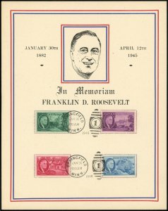 USA #930-933 Franklin Roosevelt In Memoriam Card Postage Stamps 1946 Springfield