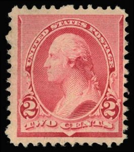 US Sc 220 MINT NO GUM - 1890 2¢ - Washington; Soft Porous Paper