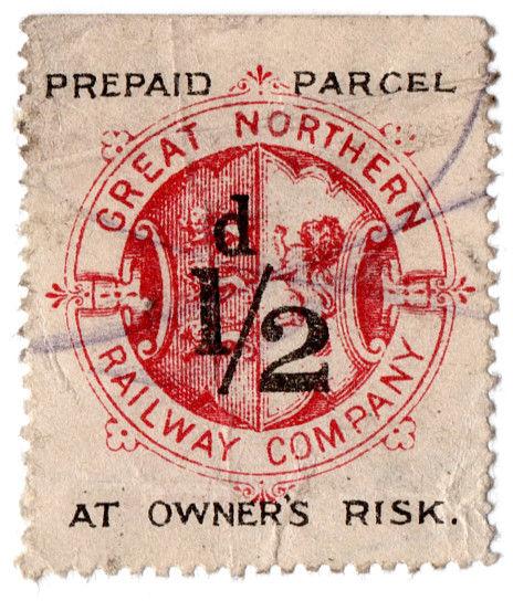 (I.B) Great Northern Railway : Prepaid Parcel Stamp ½d (Owner's Risk)