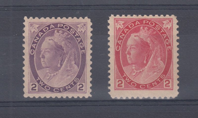 2 cent #75 purple VF MH Cat $75 + 2c carmine VF MNH Cat $270 Canada mint Numeral