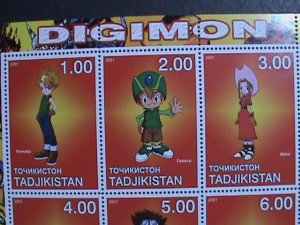 TAJIKISTAN-2001 COLORFUL LOVELY DIGIMON JAPAN CARTOON MNH SHEET VF EST. $18