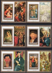 Guinea 1984 Mi#Bl.106B/111B OLD MASTERS PAINTINGS 6 S/S IMPERFORATED MNH