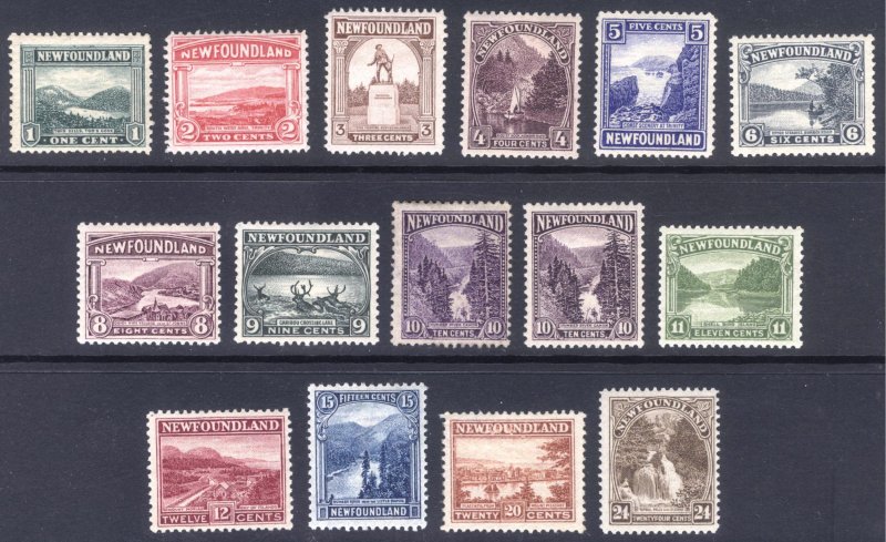Newfoundland 1923 1c-24c Pictorial Scott 131-144 SG 149-162 MLH Cat $169